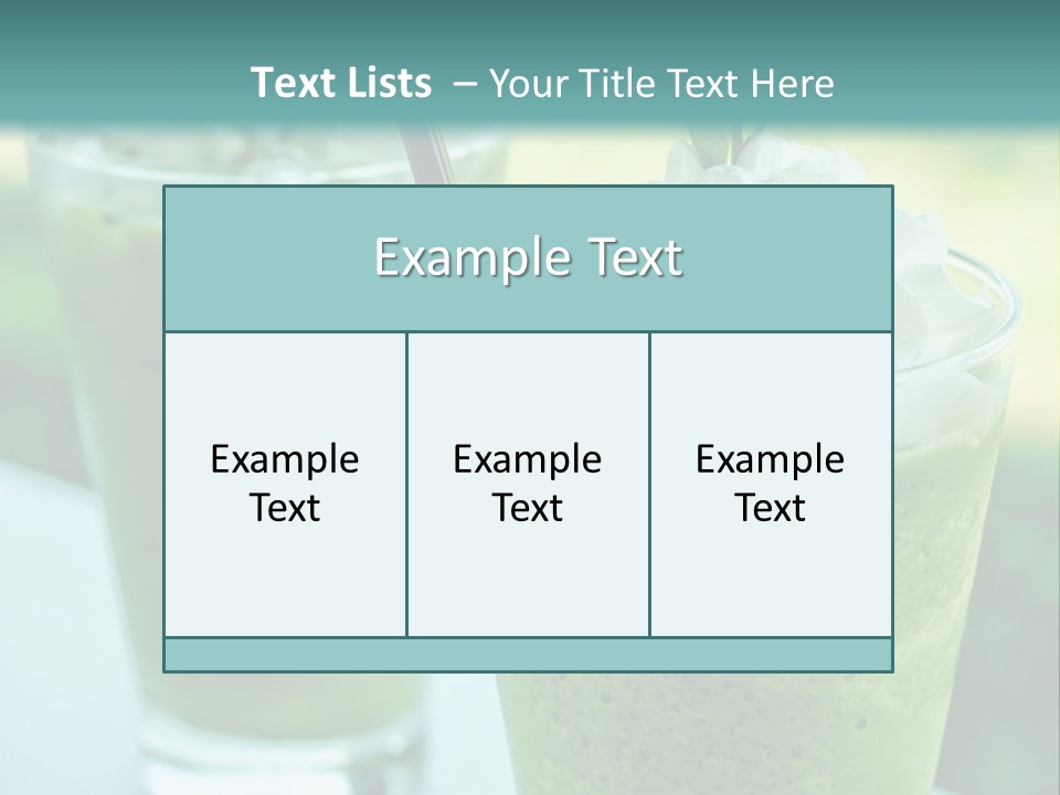 Two Glasses Of Green Smoothie With Whipped Cream On Top PowerPoint Template