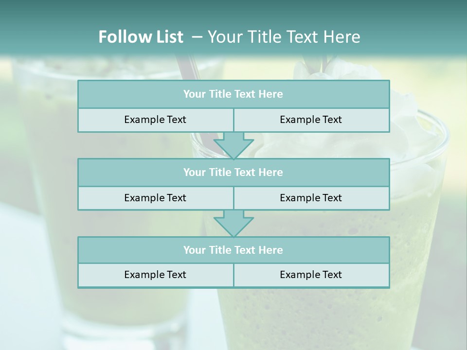Two Glasses Of Green Smoothie With Whipped Cream On Top PowerPoint Template