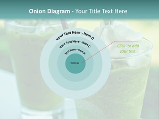 Two Glasses Of Green Smoothie With Whipped Cream On Top PowerPoint Template