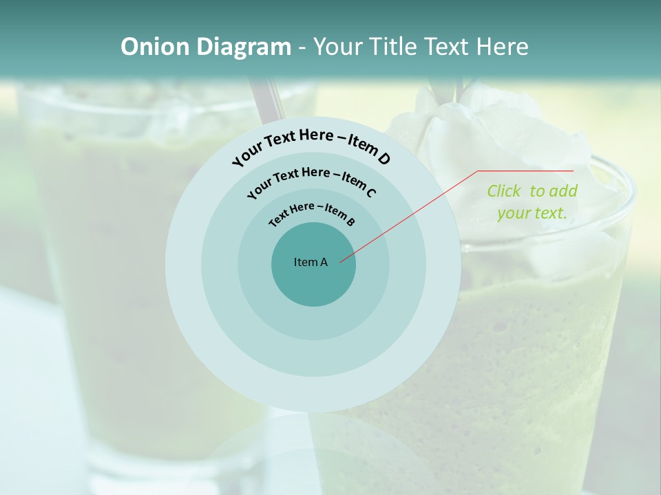 Two Glasses Of Green Smoothie With Whipped Cream On Top PowerPoint Template