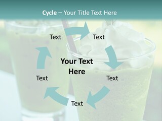 Two Glasses Of Green Smoothie With Whipped Cream On Top PowerPoint Template