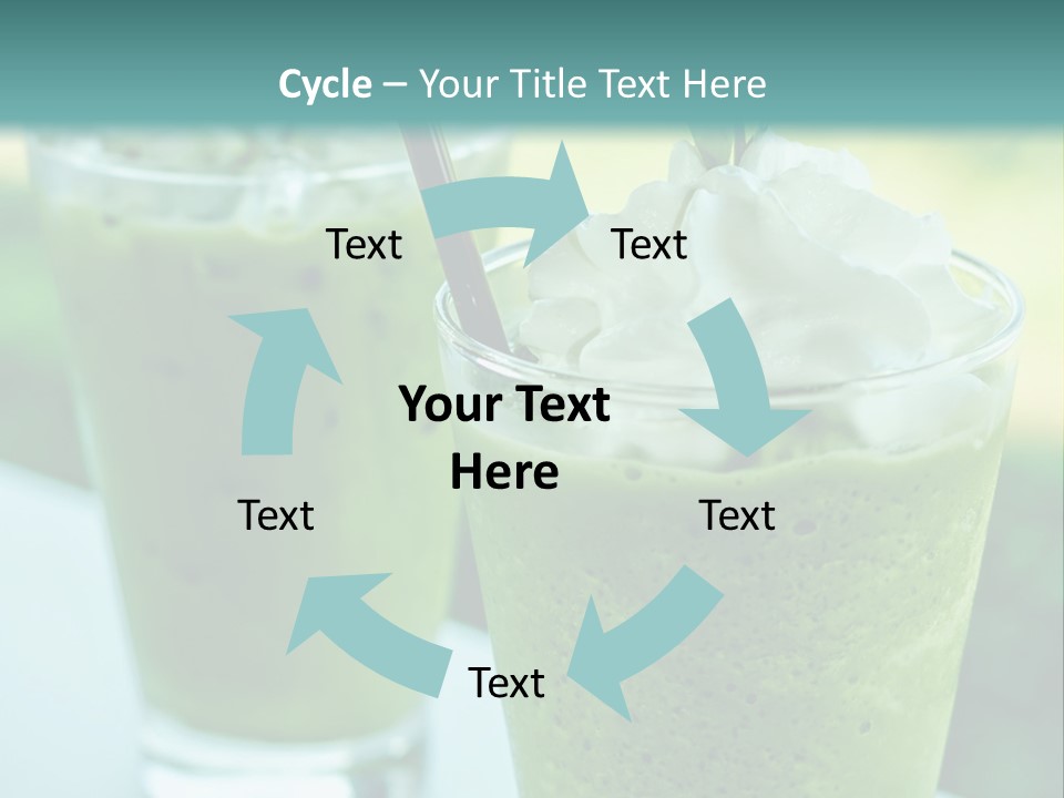 Two Glasses Of Green Smoothie With Whipped Cream On Top PowerPoint Template