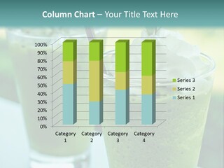Two Glasses Of Green Smoothie With Whipped Cream On Top PowerPoint Template