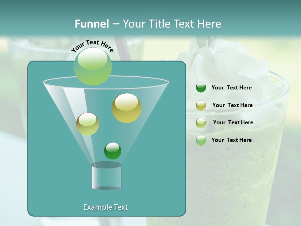 Two Glasses Of Green Smoothie With Whipped Cream On Top PowerPoint Template