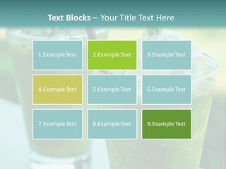 Two Glasses Of Green Smoothie With Whipped Cream On Top PowerPoint Template