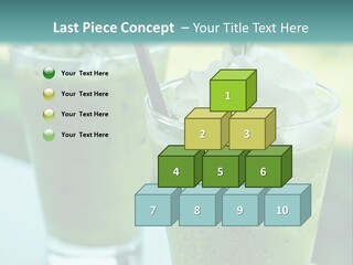 Two Glasses Of Green Smoothie With Whipped Cream On Top PowerPoint Template