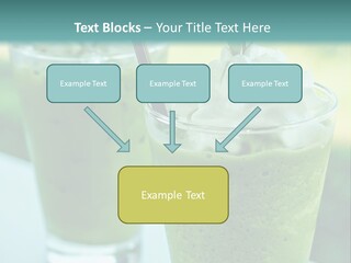 Two Glasses Of Green Smoothie With Whipped Cream On Top PowerPoint Template
