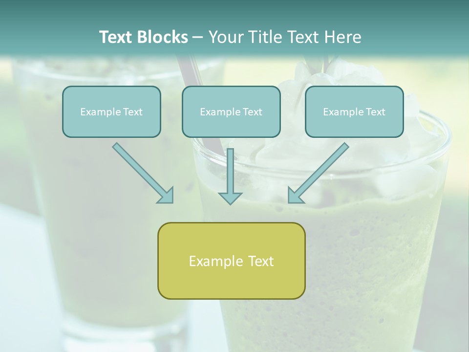 Two Glasses Of Green Smoothie With Whipped Cream On Top PowerPoint Template