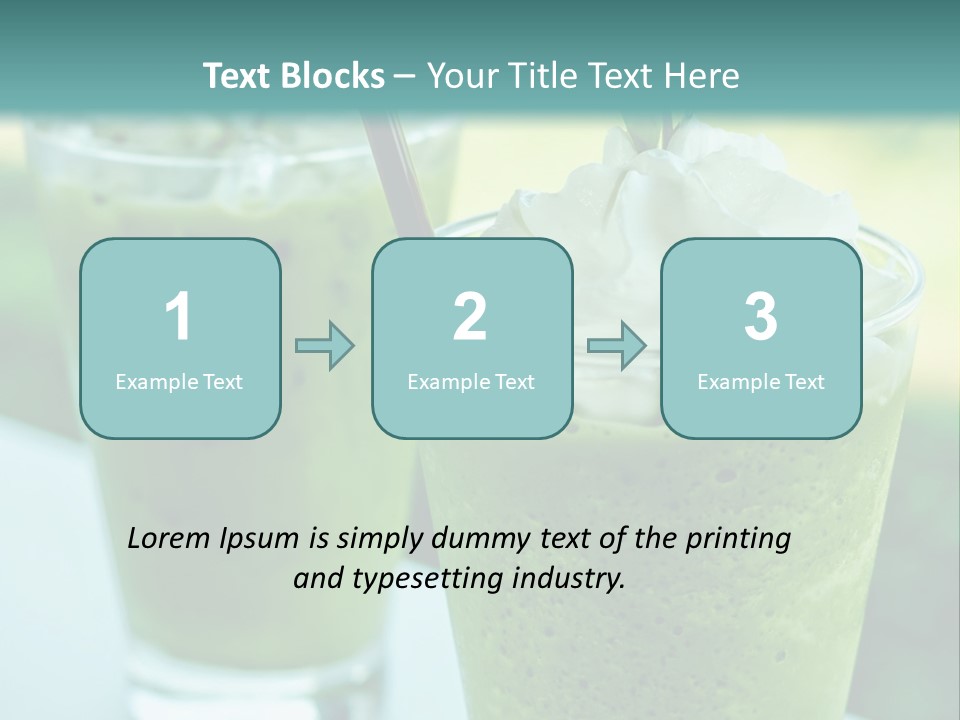 Two Glasses Of Green Smoothie With Whipped Cream On Top PowerPoint Template