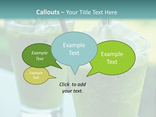 Two Glasses Of Green Smoothie With Whipped Cream On Top PowerPoint Template