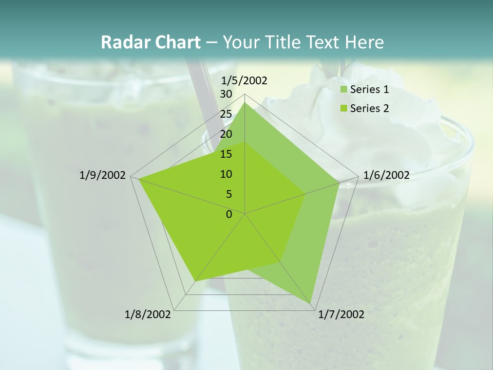Two Glasses Of Green Smoothie With Whipped Cream On Top PowerPoint Template
