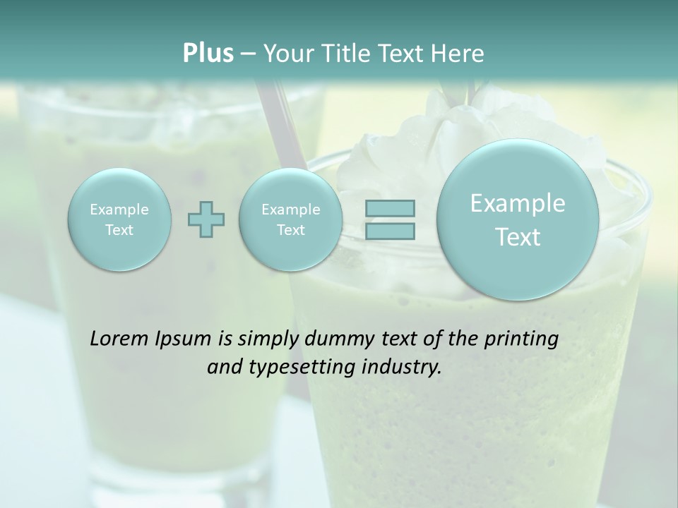 Two Glasses Of Green Smoothie With Whipped Cream On Top PowerPoint Template