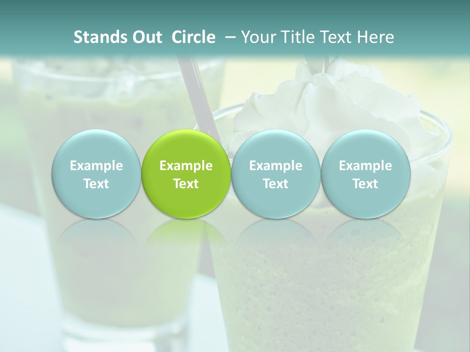 Two Glasses Of Green Smoothie With Whipped Cream On Top PowerPoint Template