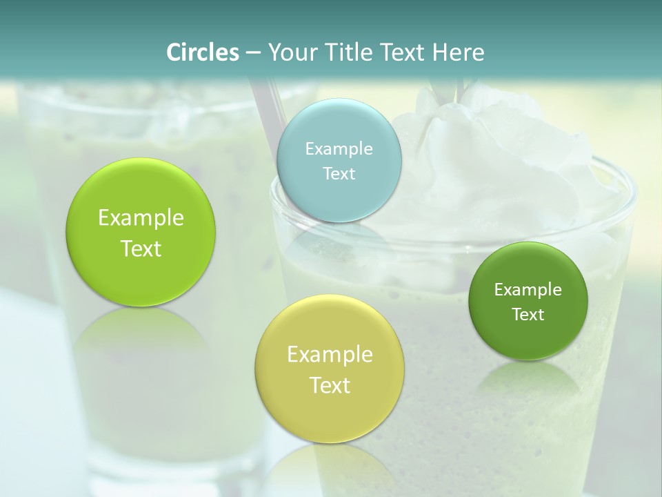 Two Glasses Of Green Smoothie With Whipped Cream On Top PowerPoint Template