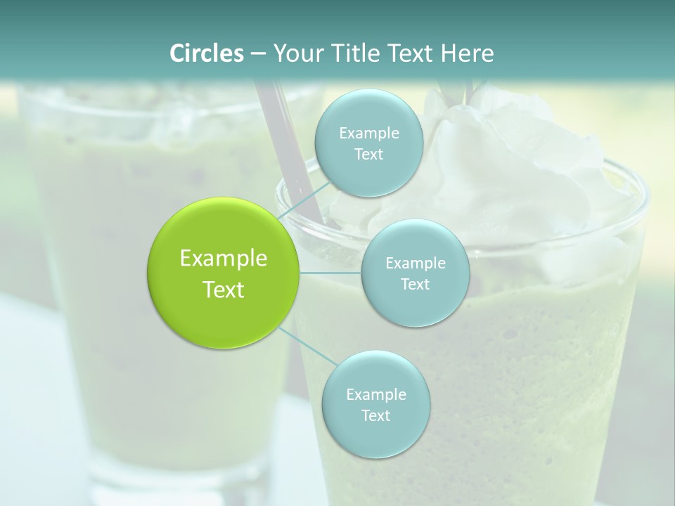 Two Glasses Of Green Smoothie With Whipped Cream On Top PowerPoint Template