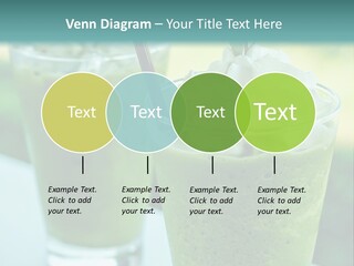 Two Glasses Of Green Smoothie With Whipped Cream On Top PowerPoint Template