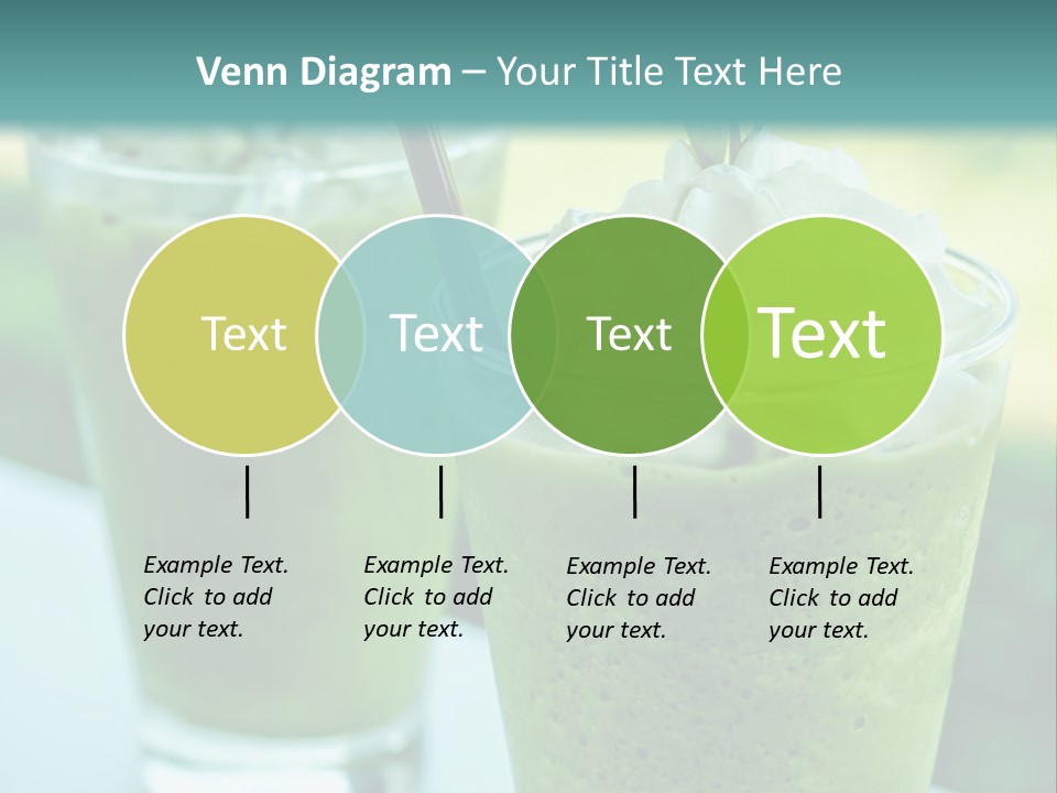 Two Glasses Of Green Smoothie With Whipped Cream On Top PowerPoint Template