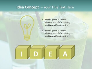 Two Glasses Of Green Smoothie With Whipped Cream On Top PowerPoint Template
