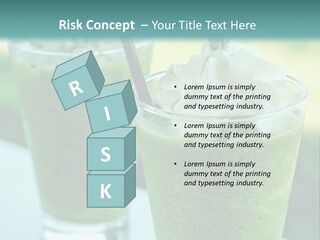 Two Glasses Of Green Smoothie With Whipped Cream On Top PowerPoint Template