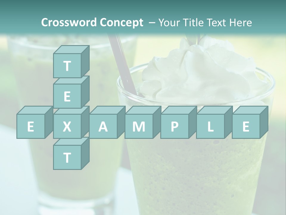 Two Glasses Of Green Smoothie With Whipped Cream On Top PowerPoint Template