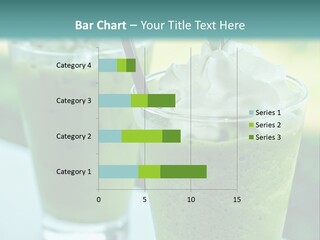 Two Glasses Of Green Smoothie With Whipped Cream On Top PowerPoint Template