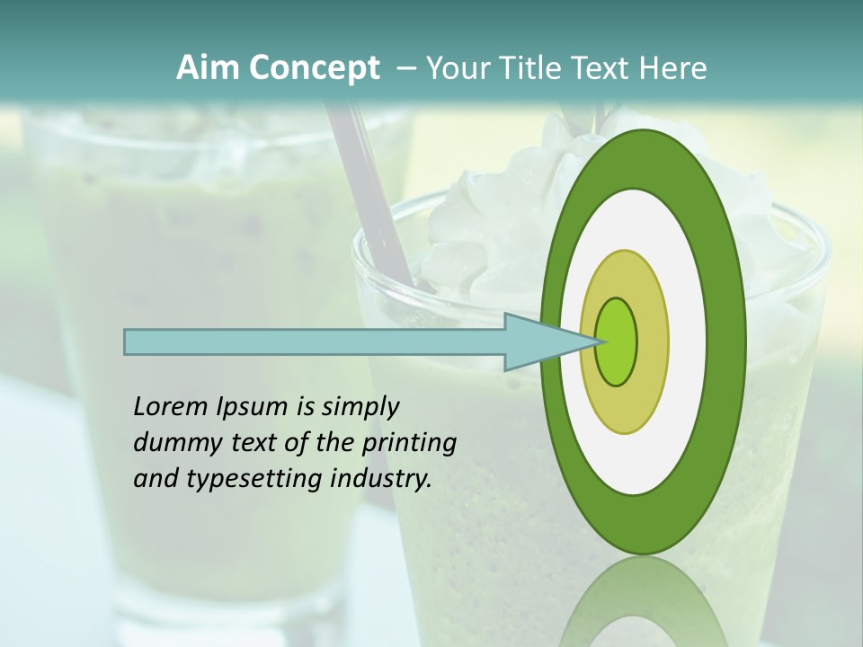 Two Glasses Of Green Smoothie With Whipped Cream On Top PowerPoint Template