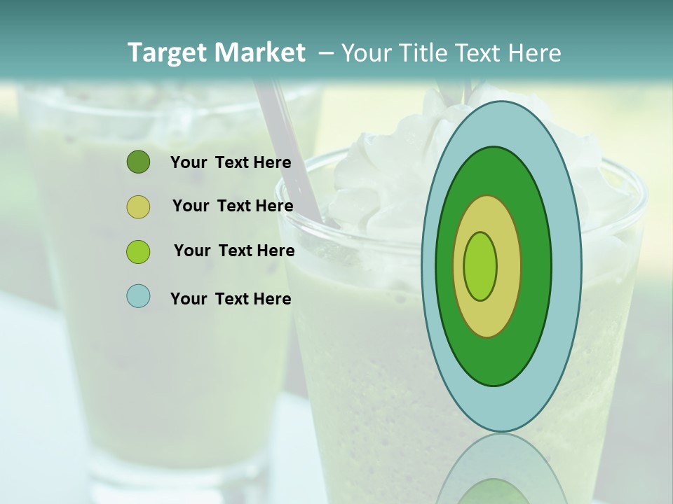 Two Glasses Of Green Smoothie With Whipped Cream On Top PowerPoint Template