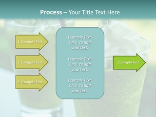 Two Glasses Of Green Smoothie With Whipped Cream On Top PowerPoint Template