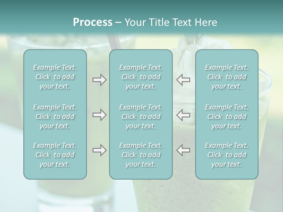 Two Glasses Of Green Smoothie With Whipped Cream On Top PowerPoint Template