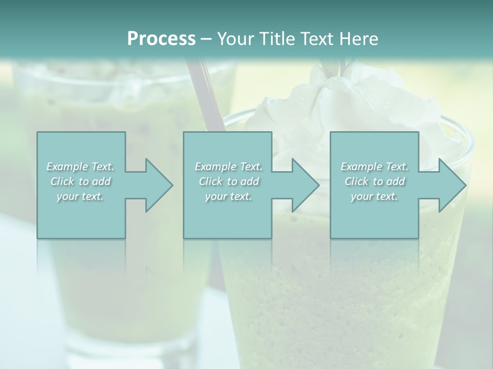 Two Glasses Of Green Smoothie With Whipped Cream On Top PowerPoint Template