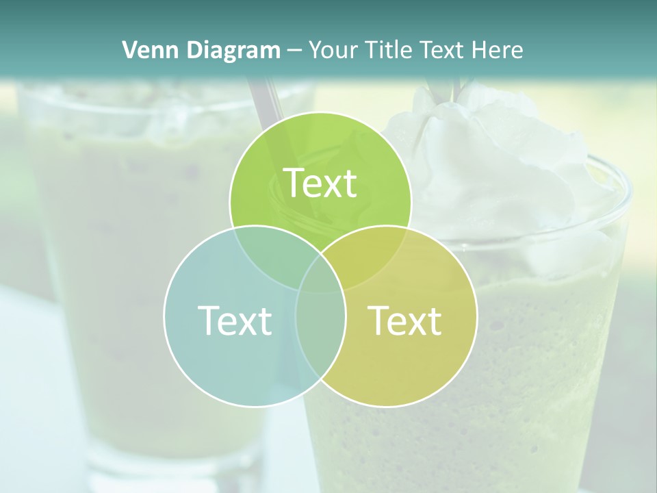 Two Glasses Of Green Smoothie With Whipped Cream On Top PowerPoint Template