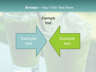 Two Glasses Of Green Smoothie With Whipped Cream On Top PowerPoint Template