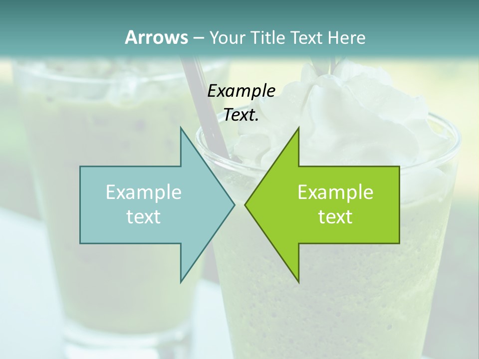 Two Glasses Of Green Smoothie With Whipped Cream On Top PowerPoint Template