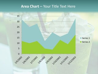 Two Glasses Of Green Smoothie With Whipped Cream On Top PowerPoint Template
