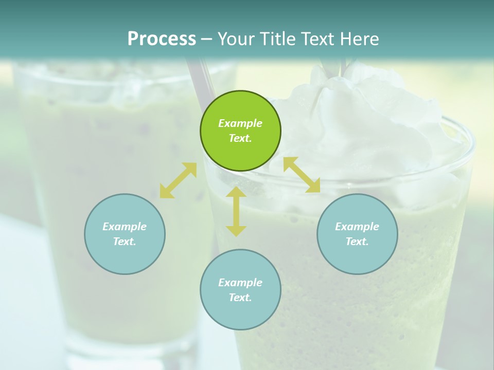 Two Glasses Of Green Smoothie With Whipped Cream On Top PowerPoint Template