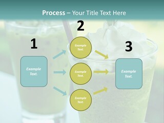 Two Glasses Of Green Smoothie With Whipped Cream On Top PowerPoint Template
