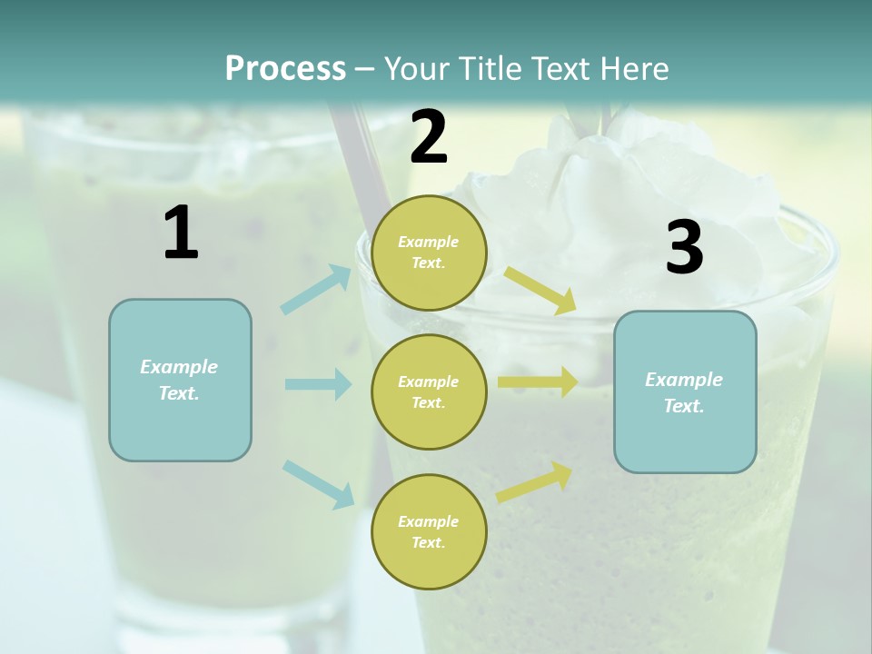Two Glasses Of Green Smoothie With Whipped Cream On Top PowerPoint Template