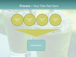 Two Glasses Of Green Smoothie With Whipped Cream On Top PowerPoint Template