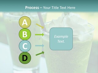 Two Glasses Of Green Smoothie With Whipped Cream On Top PowerPoint Template