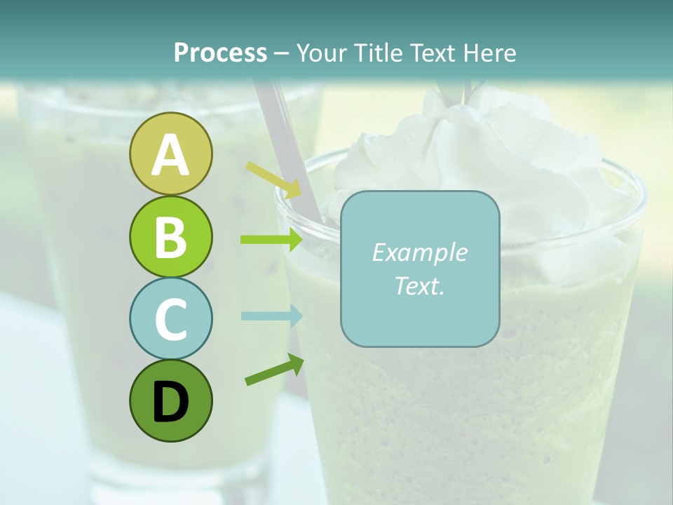 Two Glasses Of Green Smoothie With Whipped Cream On Top PowerPoint Template