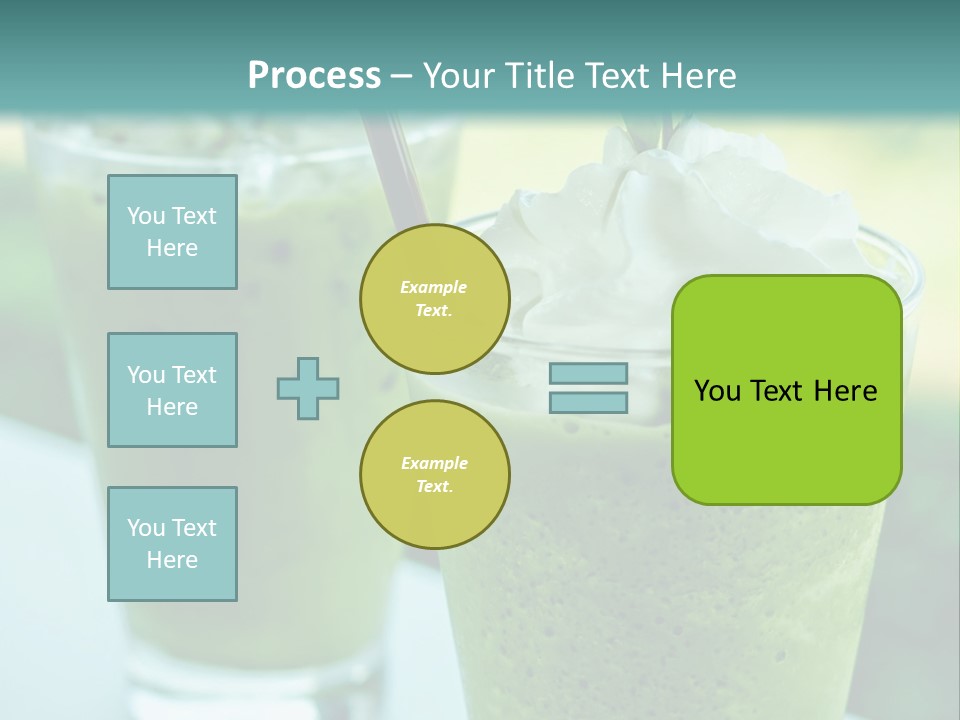Two Glasses Of Green Smoothie With Whipped Cream On Top PowerPoint Template