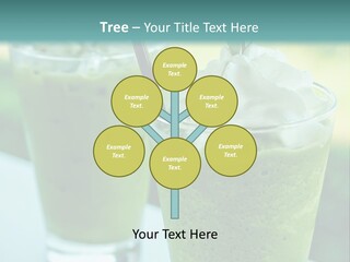 Two Glasses Of Green Smoothie With Whipped Cream On Top PowerPoint Template