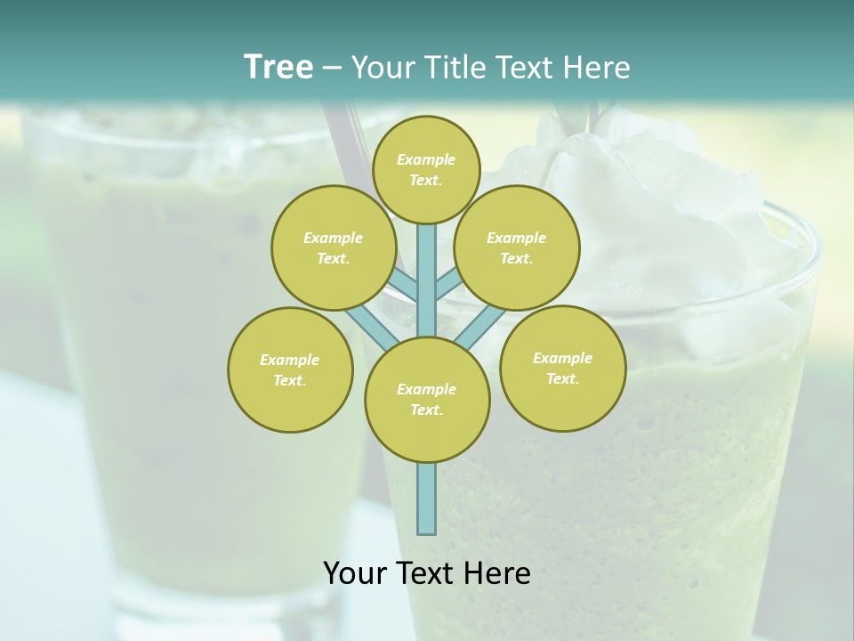 Two Glasses Of Green Smoothie With Whipped Cream On Top PowerPoint Template