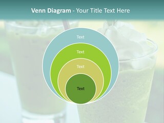 Two Glasses Of Green Smoothie With Whipped Cream On Top PowerPoint Template