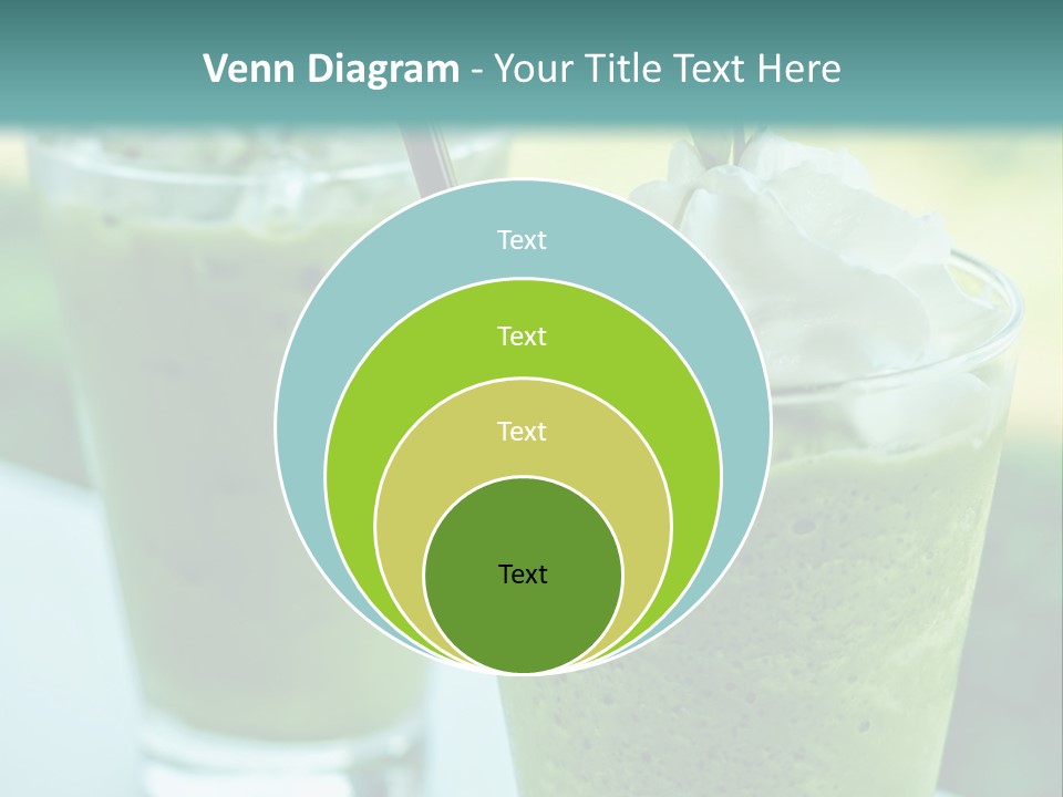 Two Glasses Of Green Smoothie With Whipped Cream On Top PowerPoint Template
