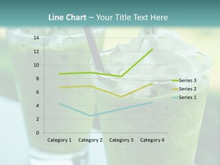 Two Glasses Of Green Smoothie With Whipped Cream On Top PowerPoint Template