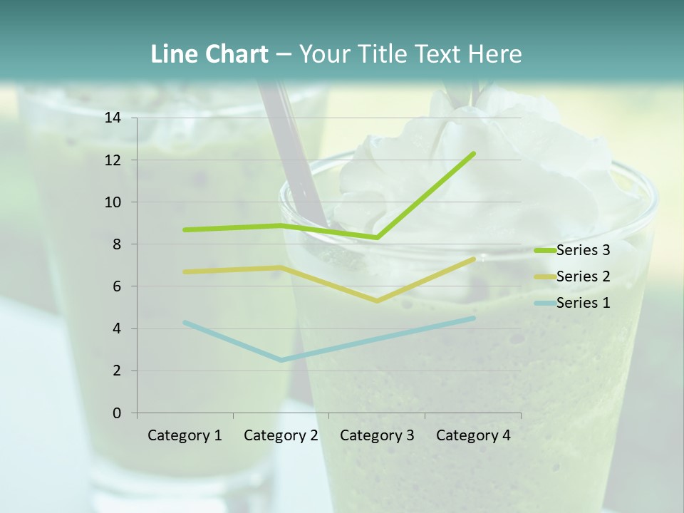 Two Glasses Of Green Smoothie With Whipped Cream On Top PowerPoint Template