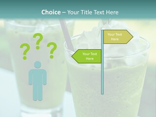 Two Glasses Of Green Smoothie With Whipped Cream On Top PowerPoint Template