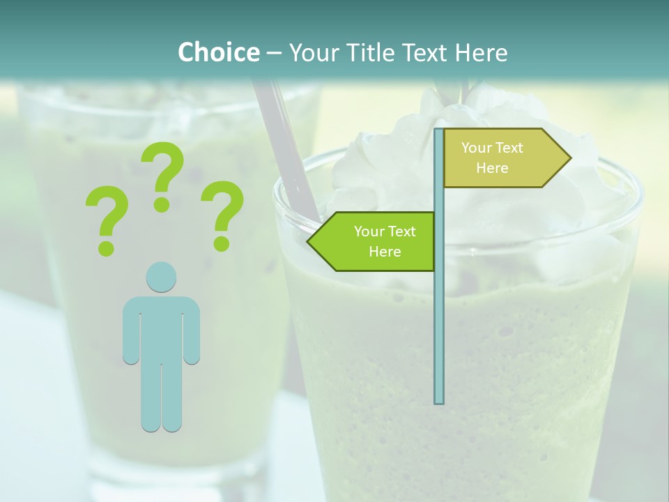 Two Glasses Of Green Smoothie With Whipped Cream On Top PowerPoint Template