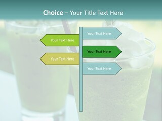 Two Glasses Of Green Smoothie With Whipped Cream On Top PowerPoint Template